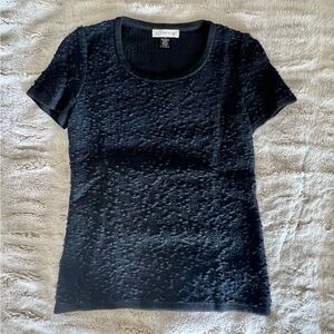 St. John Black Knitted Textured Top, Size XSP